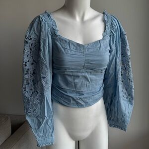 Sam Edelman Stevie Lace knit top in blue